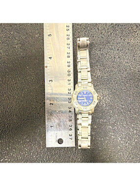 Vintage 1990s Overload Accutime 1731 Watch Blue Dial Japan Movt Y2K Stainless